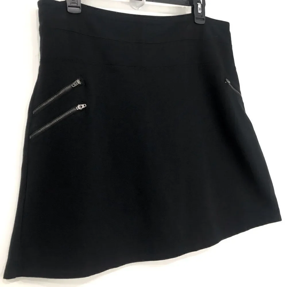 Athleta Black Triple Pocket Zipper Athleisure Athletic Casual Sporty Skirt